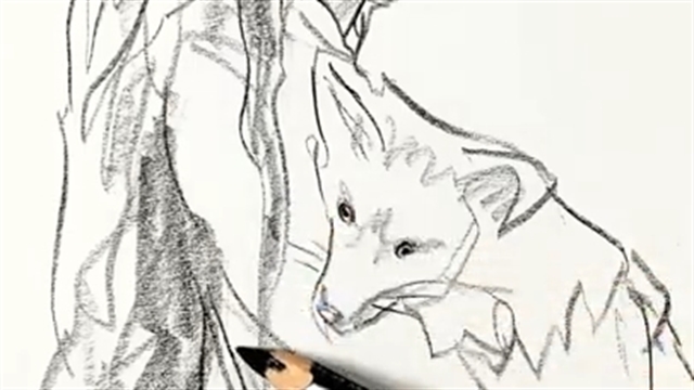 آموزش طراحی پرتره یک دختر و روباهی در بغلش