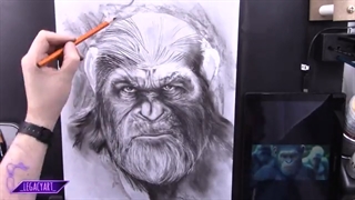 ✅ آموزش نقاشی سزار فرمانده میمونها با مدادرنگی