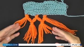 آموزش بافت کلاه -دوره آموزش بافت کلاه و شال گردن-وصل ریشه به بافت