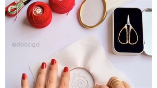 آموزش گلدوزی انار برای شب یلدا